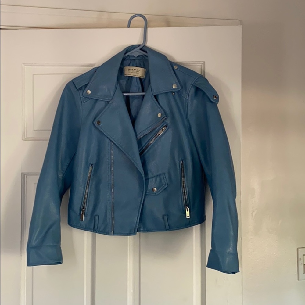 Baby blue Zara Leather jacket